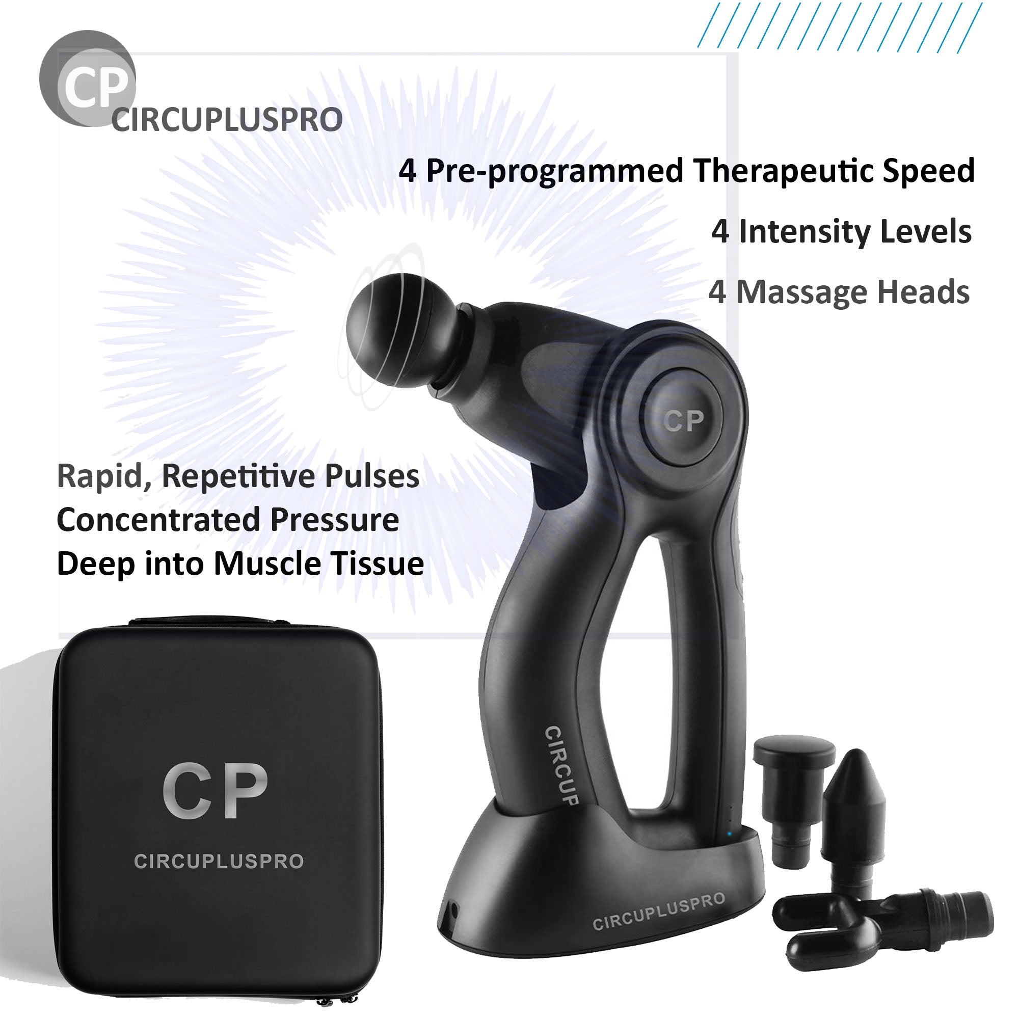 CircuPlus Pro Massage Gun with Brushless High-Torque Motor, increase reliability & reduce noise