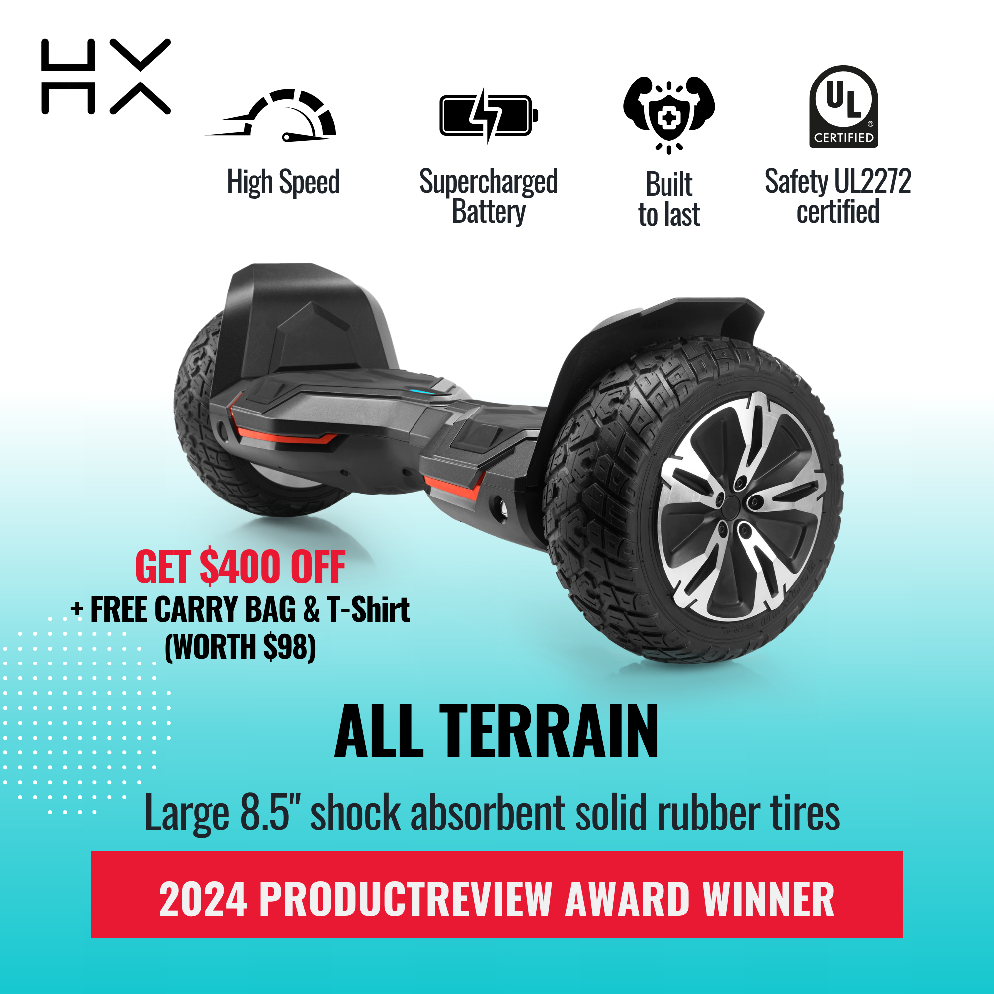 australia best hoverboard all terrain 8,5inch UL2272 certified christmas offer